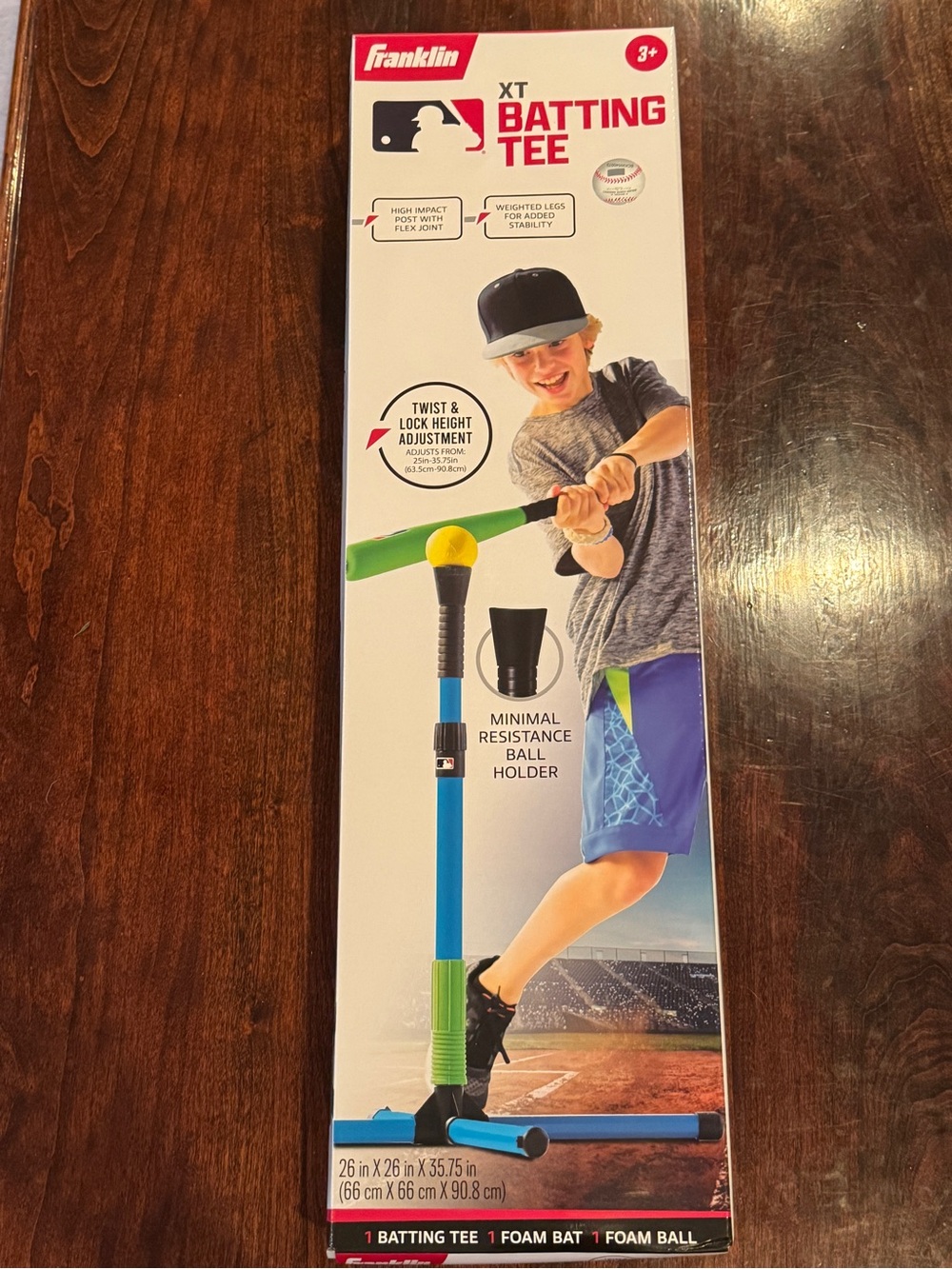 Franklin Kids Batting Tee in Blue & Green - Adjustable Practice Tee